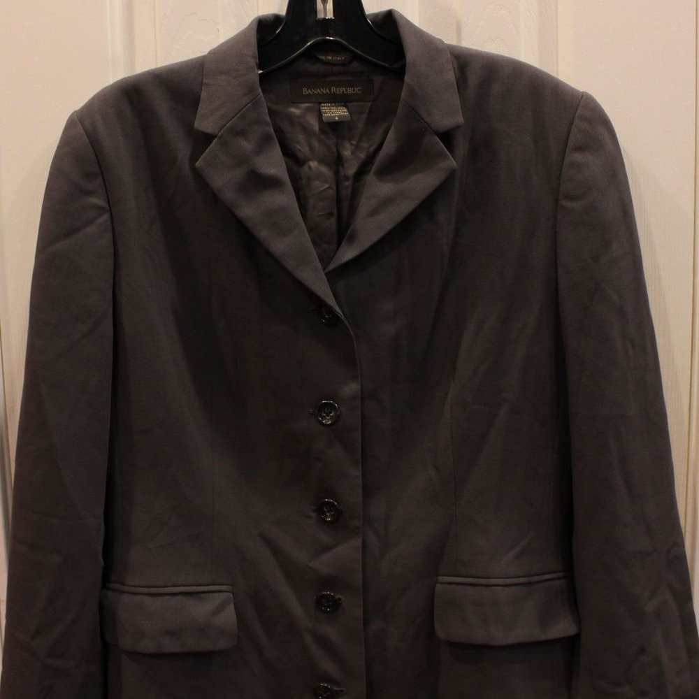 Banana Republic Womens Wool Blazer Sz 6 Gray Jacket Lined  Business Italy